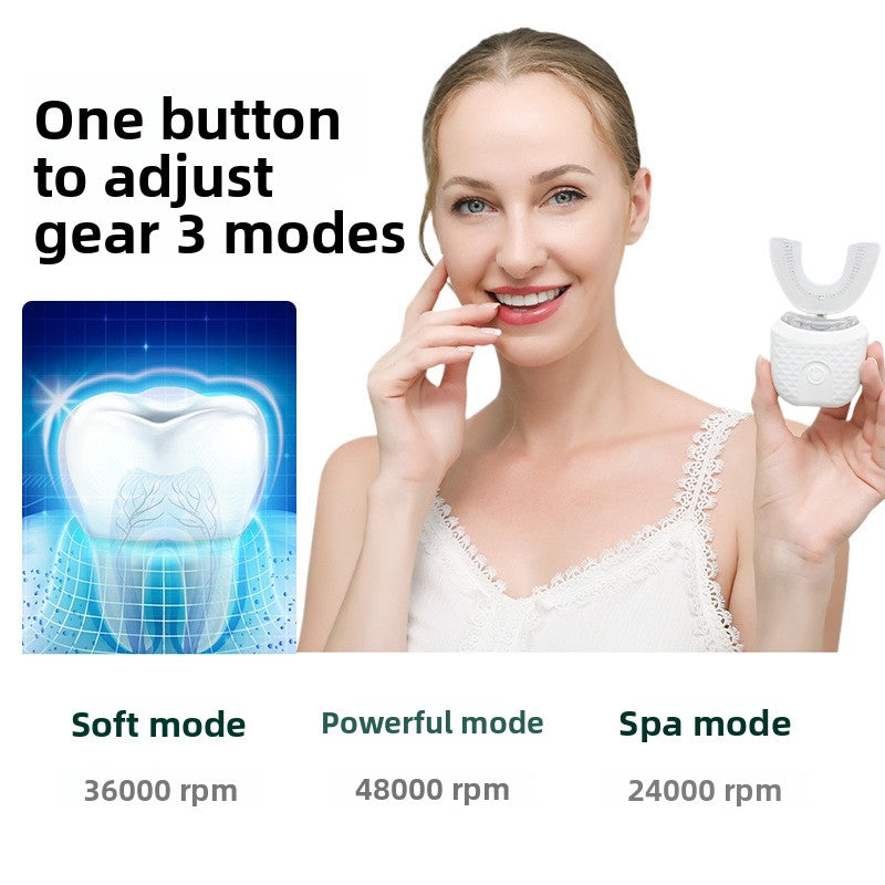 Cepillo de dientes eléctrico para adultos, carga USB automática, cepillo de dientes de onda sónica en forma de U, cepillo de dientes recargable inteligente de 360 grados